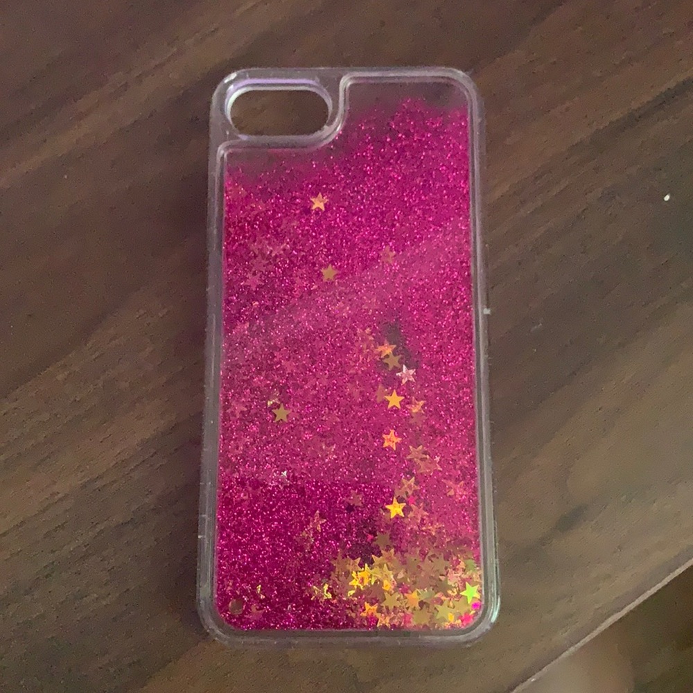 iphone Pink Magenta waterfall sequin glitter case